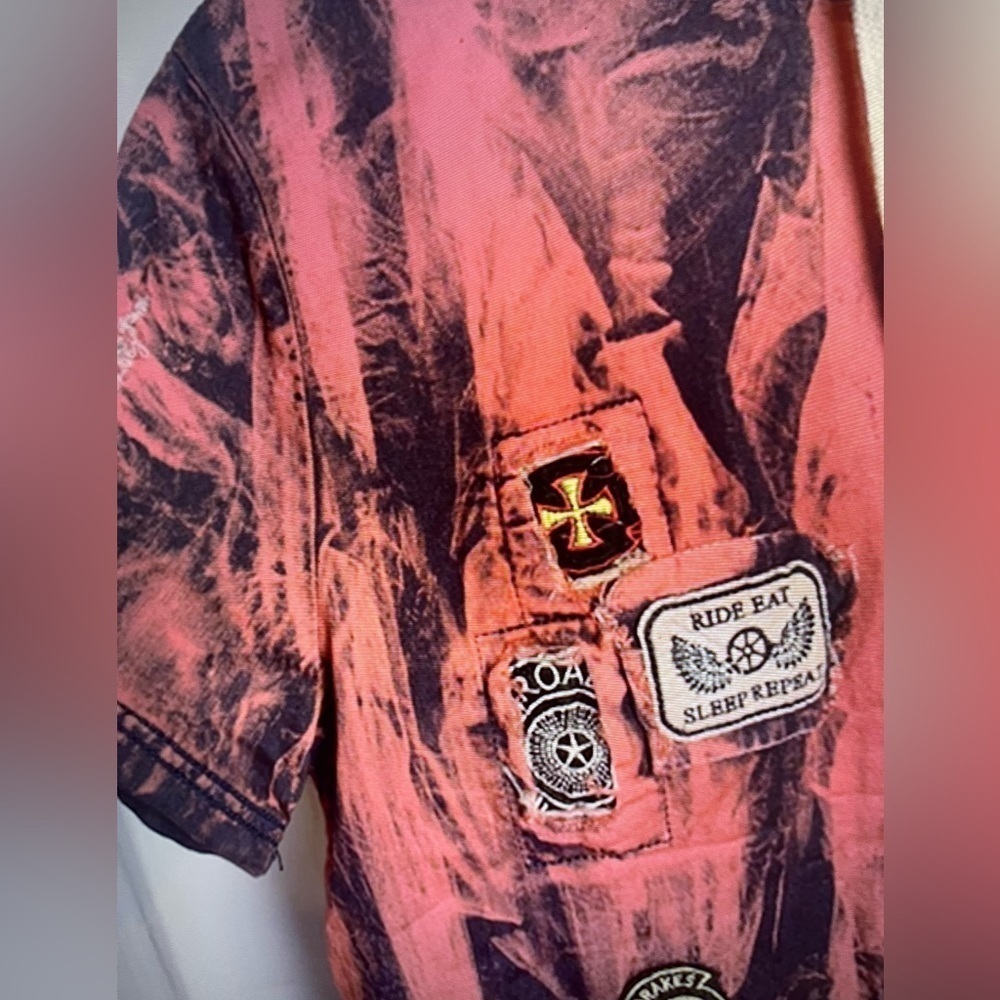 Imperious Men’s Graphic Distressed skull Patch Work Hoddie Sweatshirt Red M NWT - Picture 7 of 9